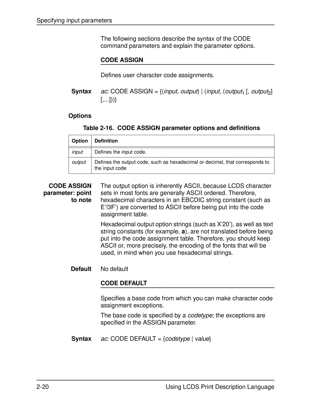 Xerox 701P21091 manual Options 16. Code Assign parameter options and definitions, Code Default 