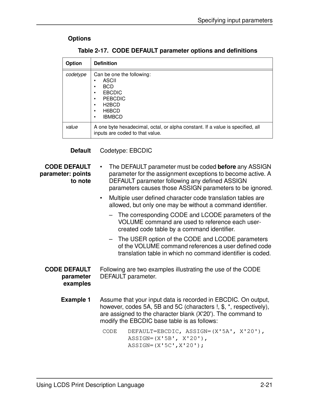 Xerox 701P21091 manual Options 17. Code Default parameter options and definitions, Parameter points, To note, Examples 