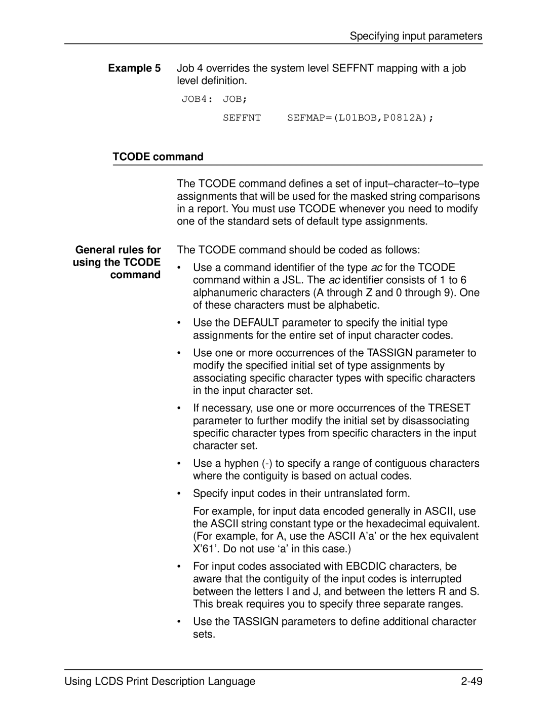 Xerox 701P21091 manual Tcode command General rules for using the Tcode command 