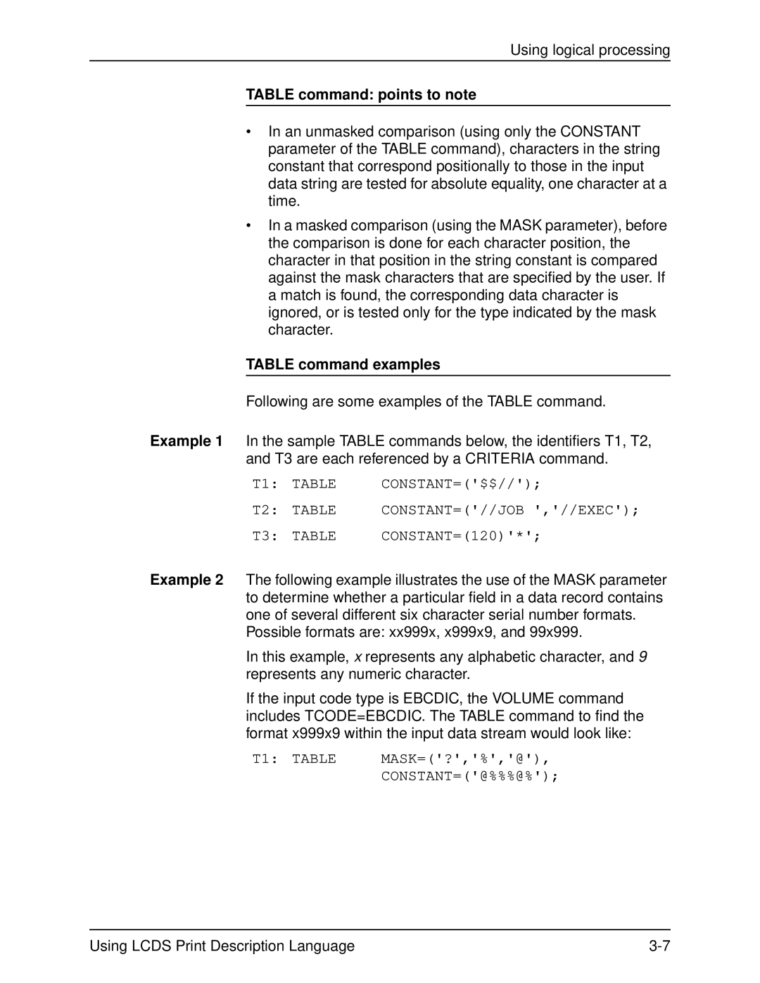 Xerox 701P21091 manual Table command points to note, Table command examples 