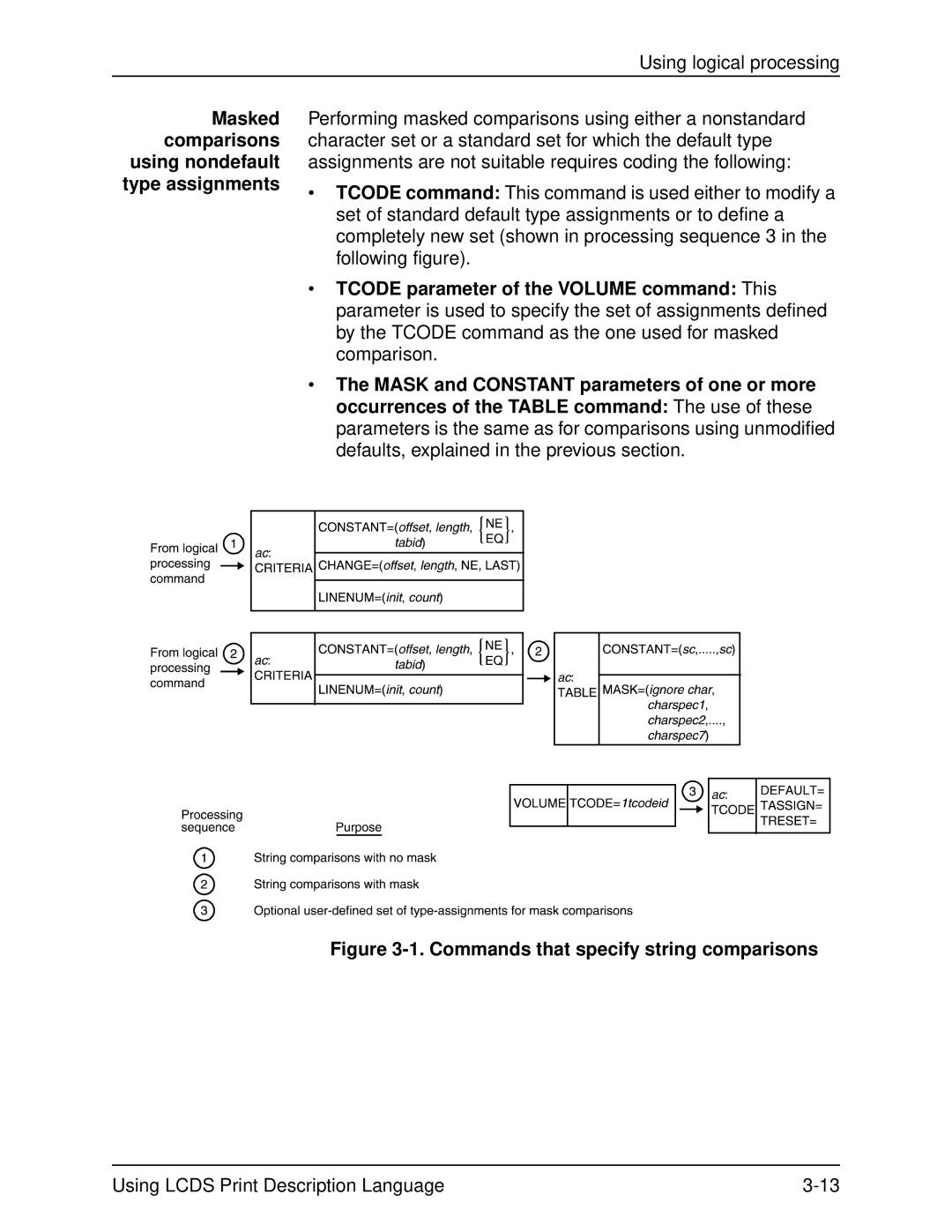 Xerox 701P21091 manual Masked comparisons using nondefault type assignments, Commands that specify string comparisons 