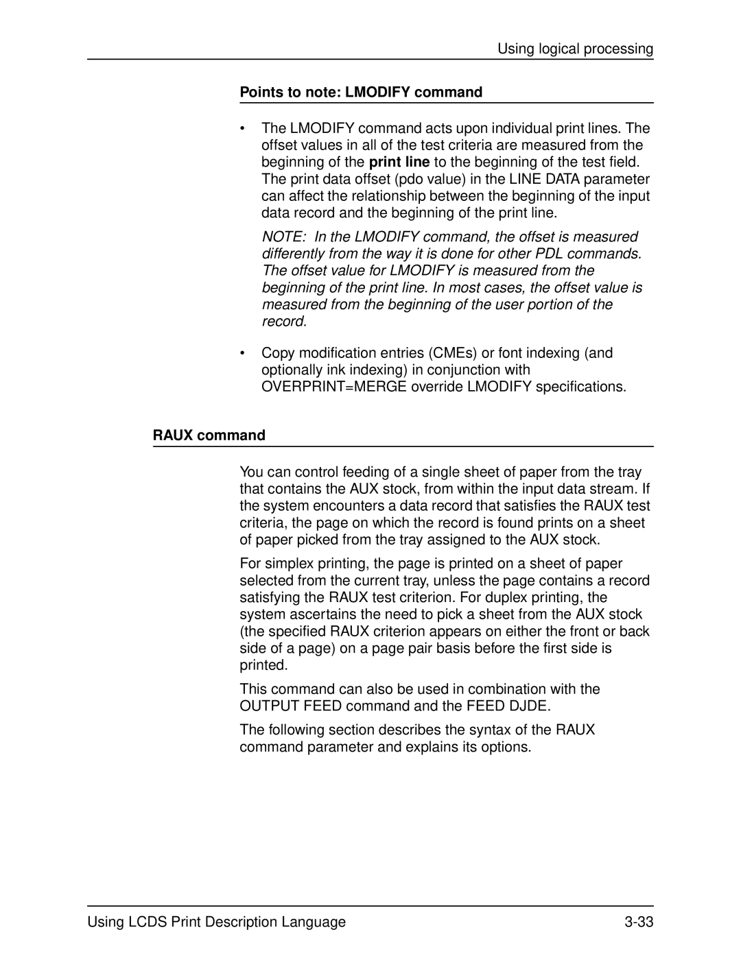 Xerox 701P21091 manual Points to note Lmodify command, Raux command 