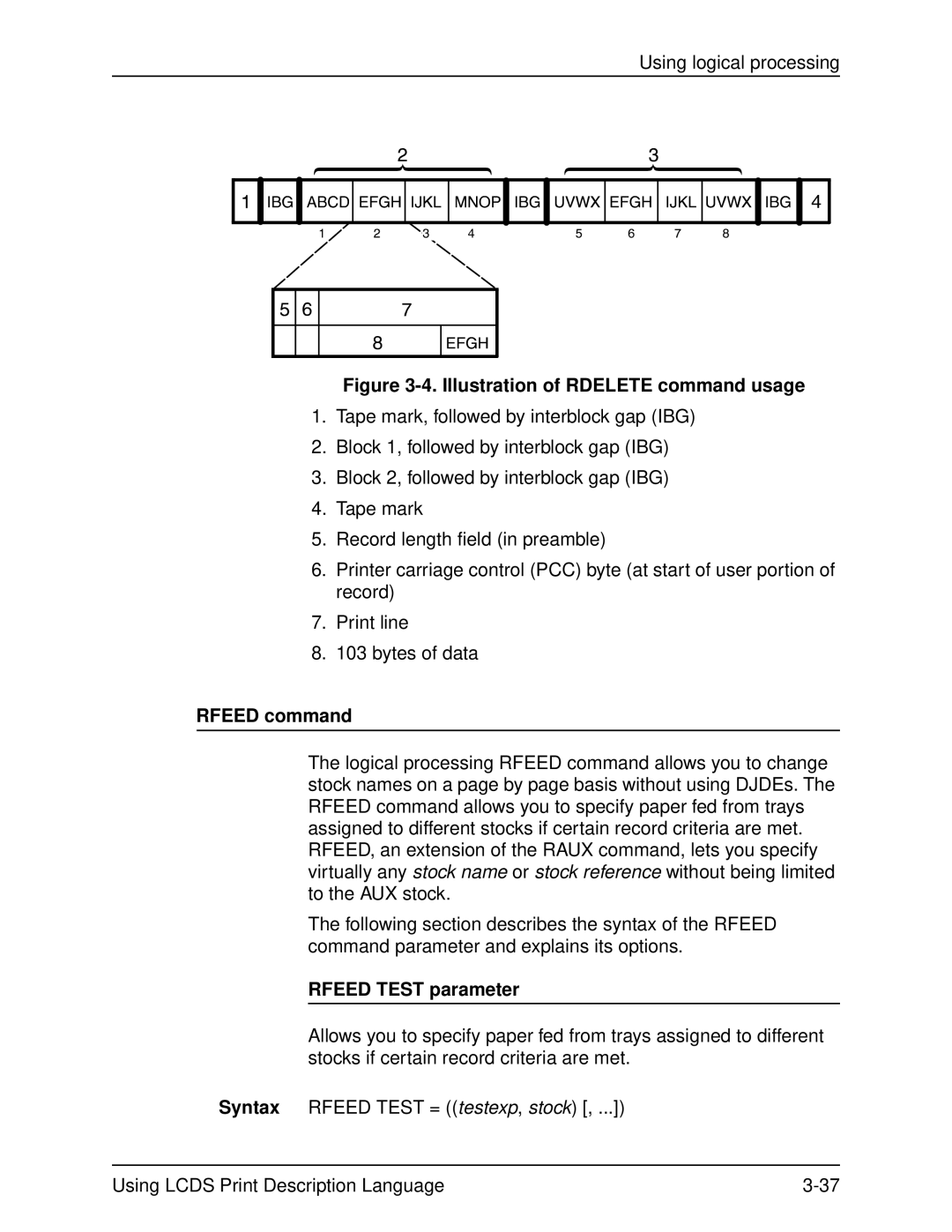 Xerox 701P21091 manual Rfeed command, Rfeed Test parameter 