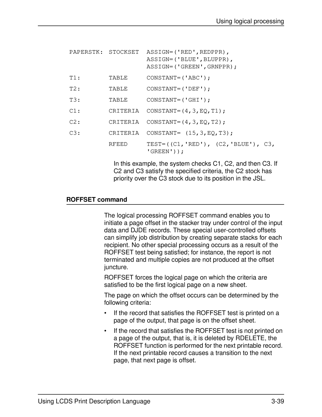 Xerox 701P21091 manual Roffset command 