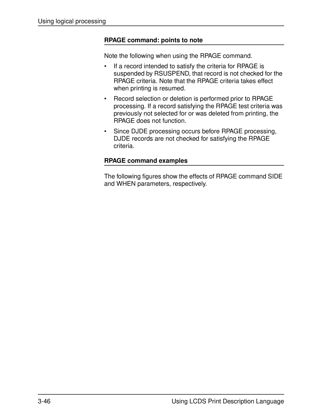 Xerox 701P21091 manual Rpage command points to note, Rpage command examples 