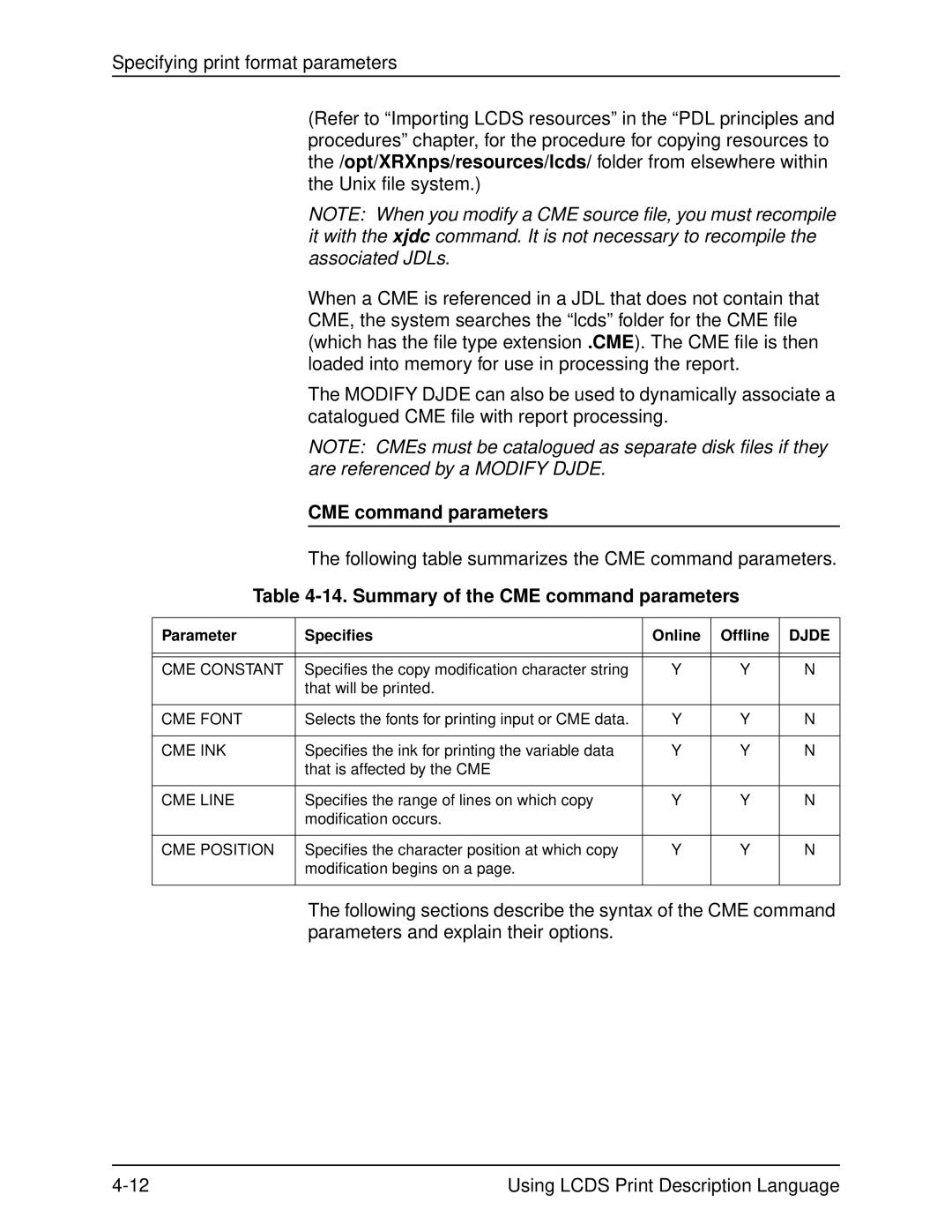 Xerox 701P21091 manual Summary of the CME command parameters 