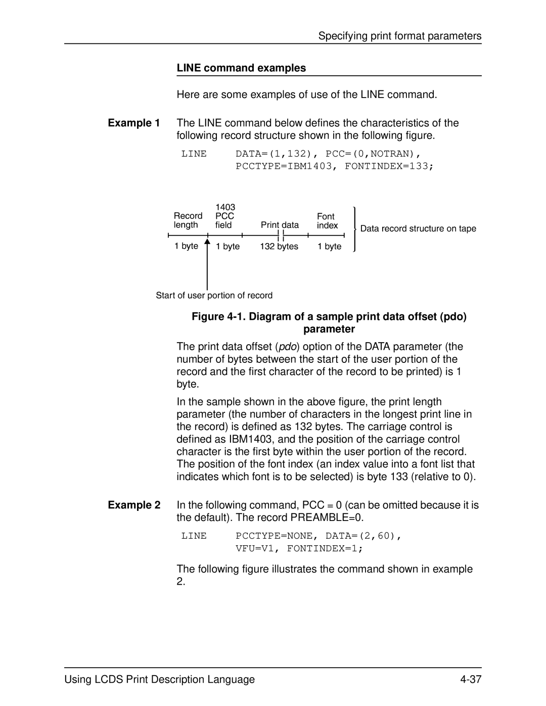 Xerox 701P21091 manual Line command examples, Diagram of a sample print data offset pdo Parameter 