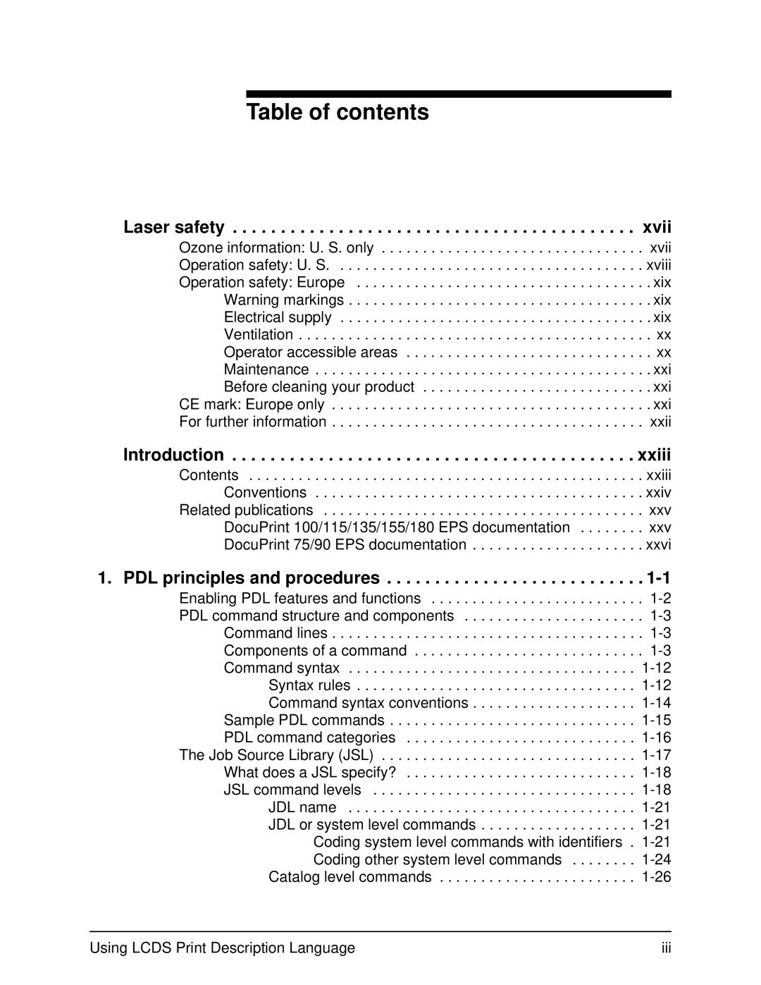 Xerox 701P21091 manual Table of contents 