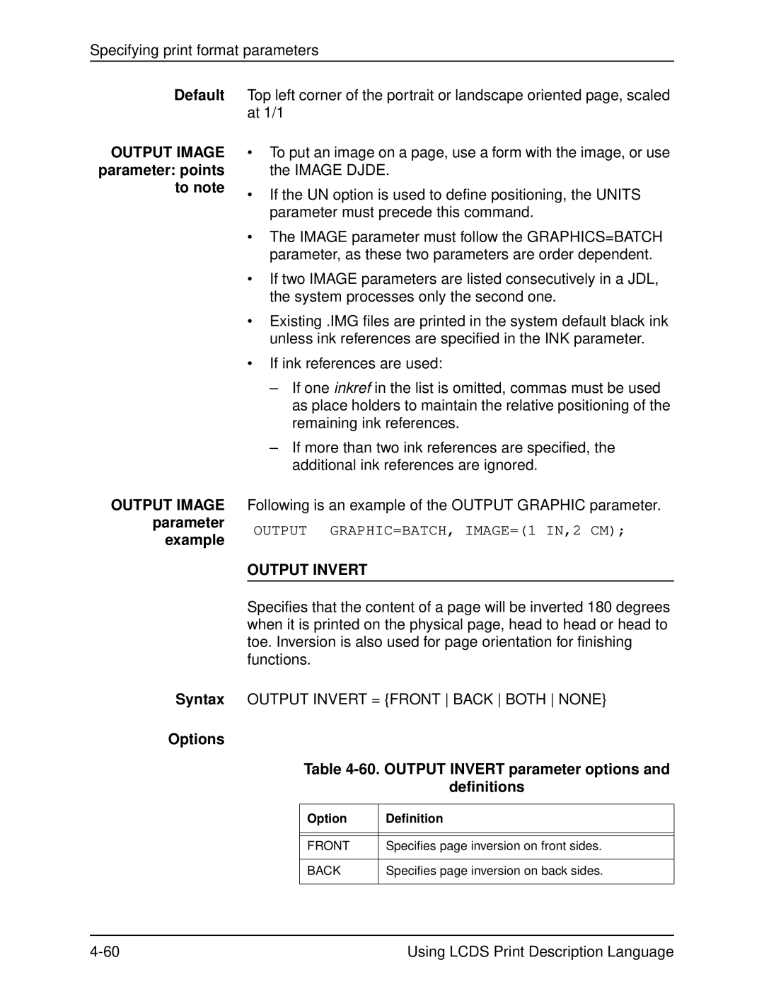 Xerox 701P21091 manual Options 60. Output Invert parameter options Definitions 