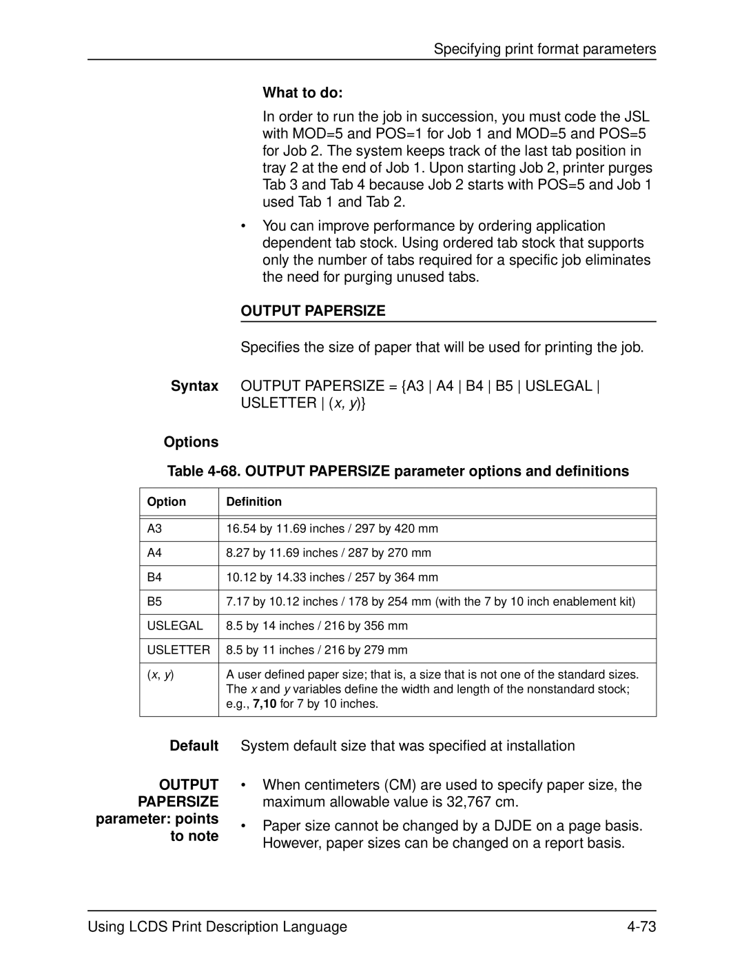 Xerox 701P21091 manual What to do, Default Output Papersize parameter points to note, Uslegal, Usletter 