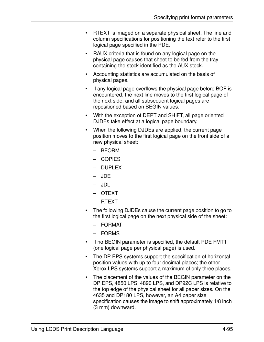 Xerox 701P21091 manual Bform Copies Duplex JDE JDL Otext Rtext 