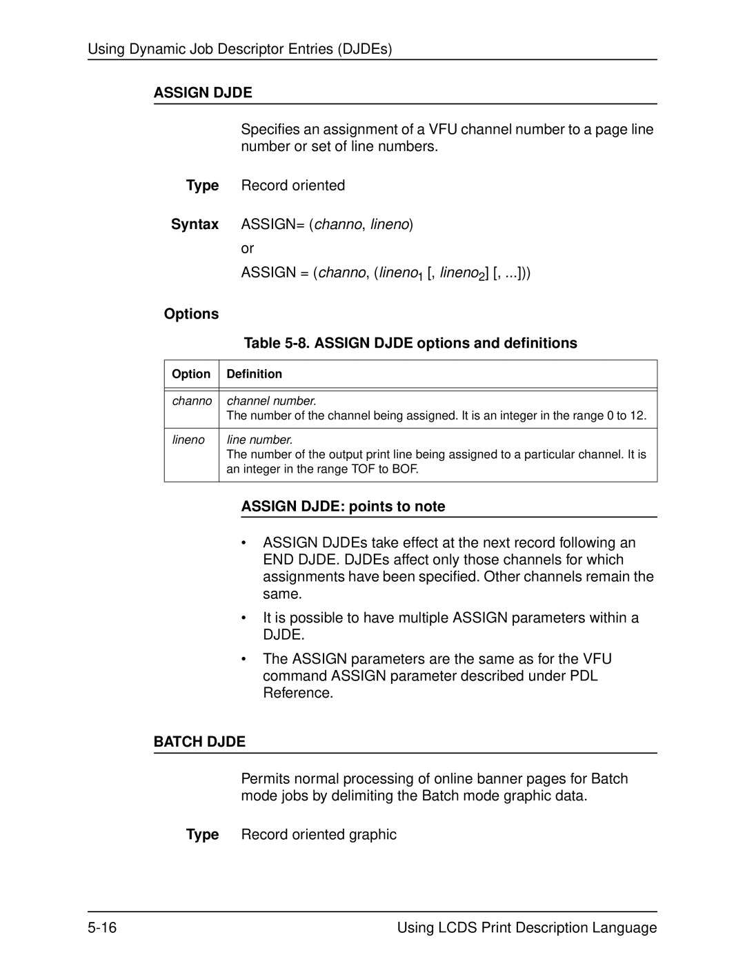 Xerox 701P21091 manual Assign Djde options and definitions, Assign Djde points to note, Batch Djde 