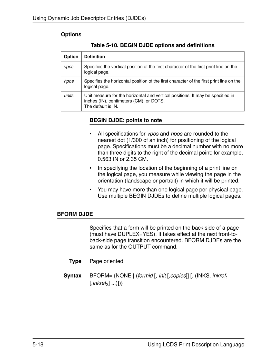 Xerox 701P21091 manual Begin Djde options and definitions, Begin Djde points to note, Bform Djde 