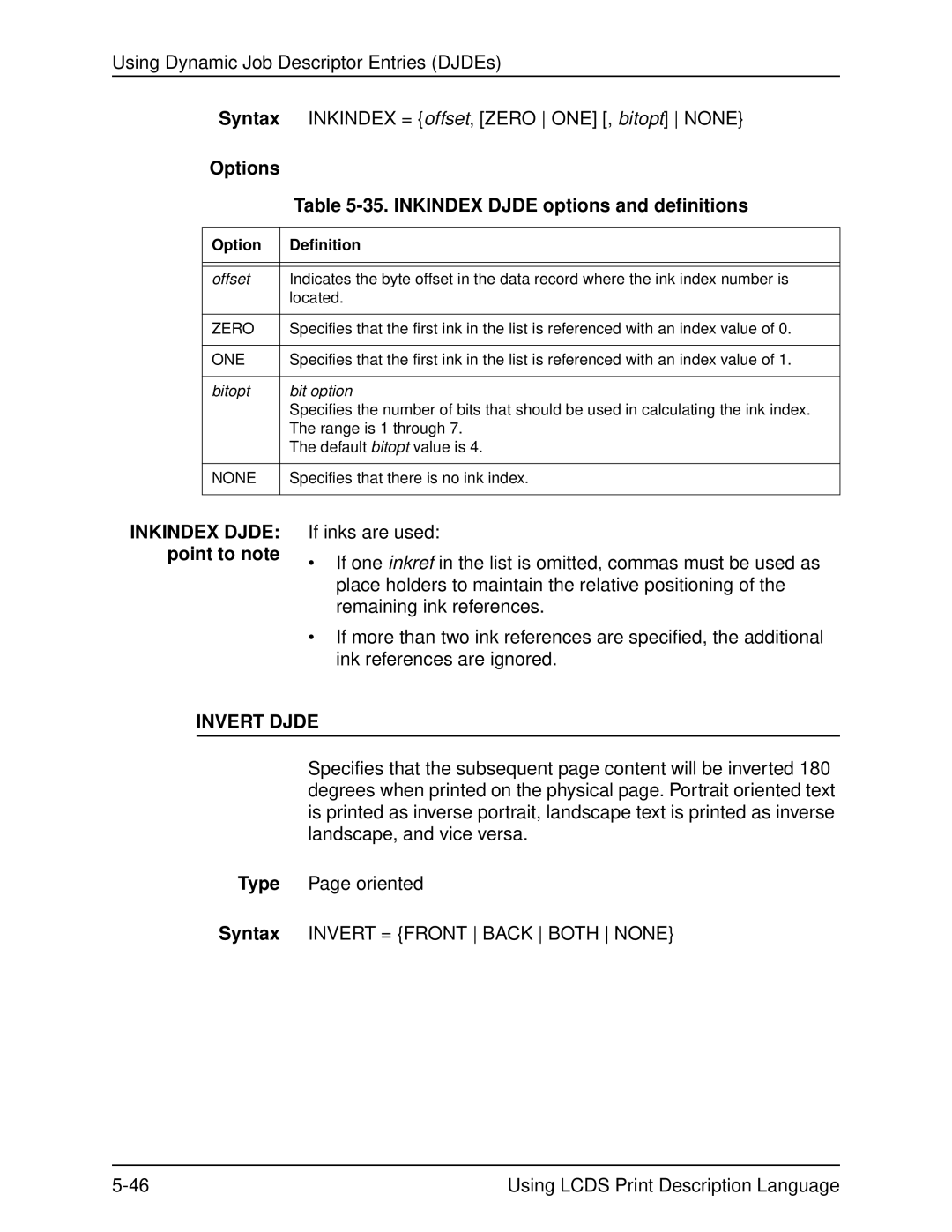 Xerox 701P21091 manual Inkindex Djde options and definitions, Invert Djde 