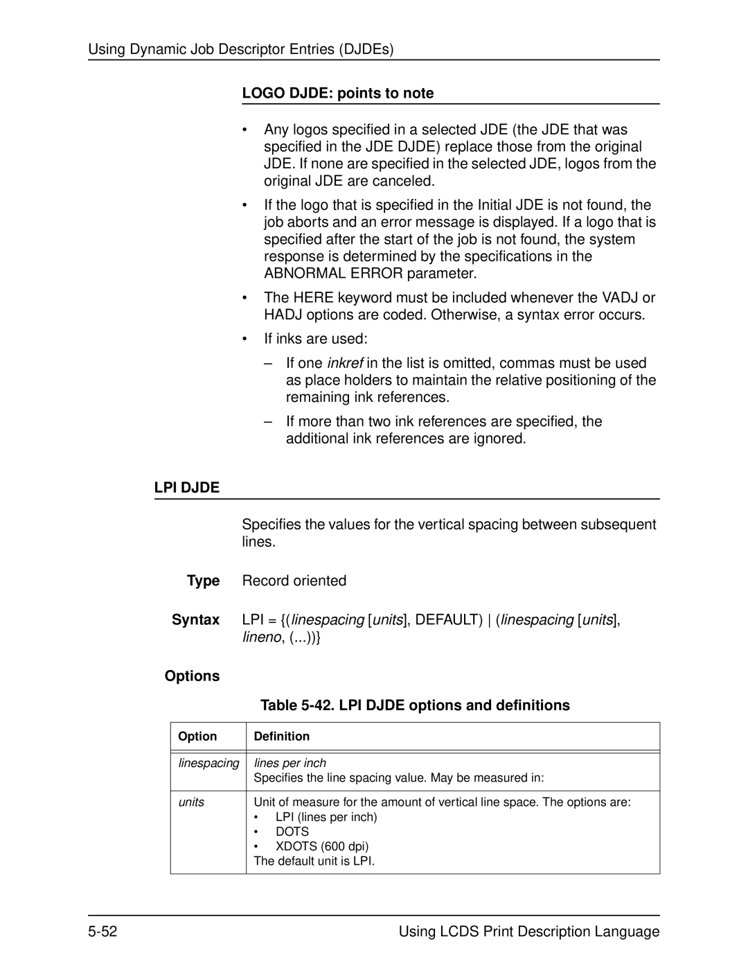 Xerox 701P21091 manual Logo Djde points to note, LPI Djde options and definitions 