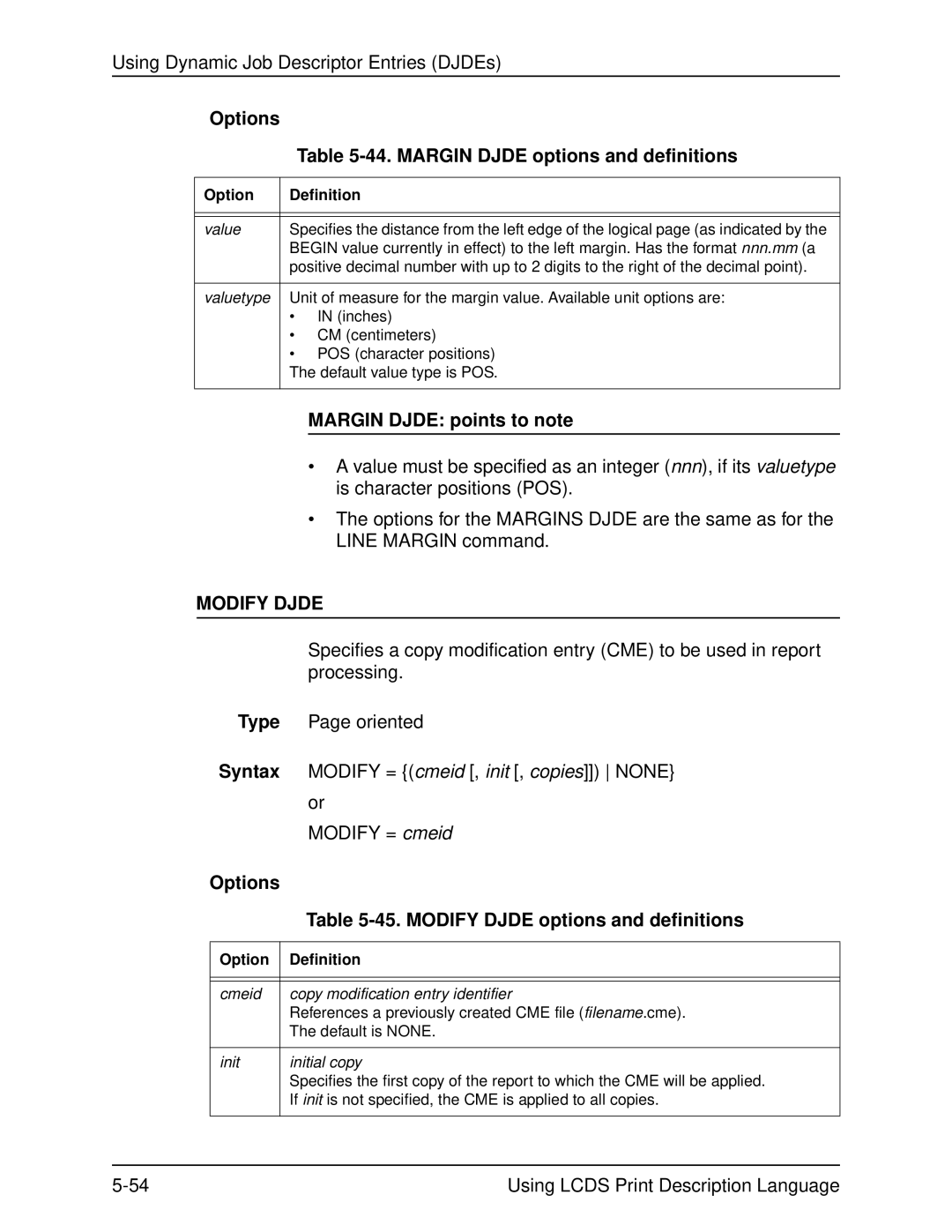 Xerox 701P21091 manual Margin Djde options and definitions, Margin Djde points to note, Modify Djde 