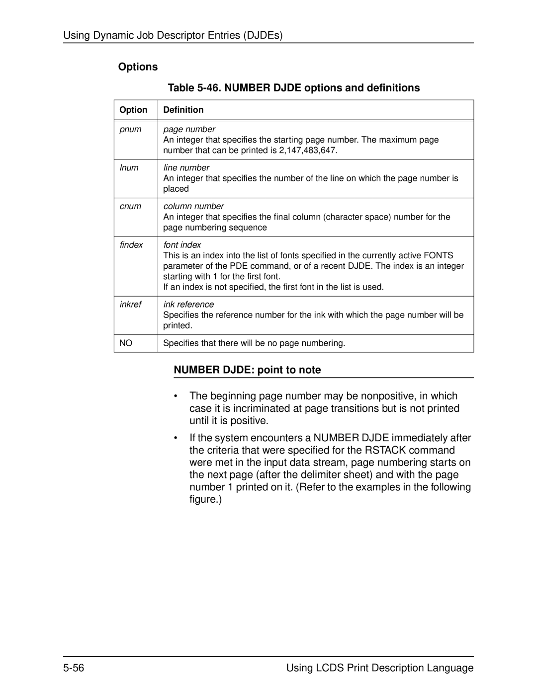 Xerox 701P21091 manual Number Djde options and definitions, Number Djde point to note 