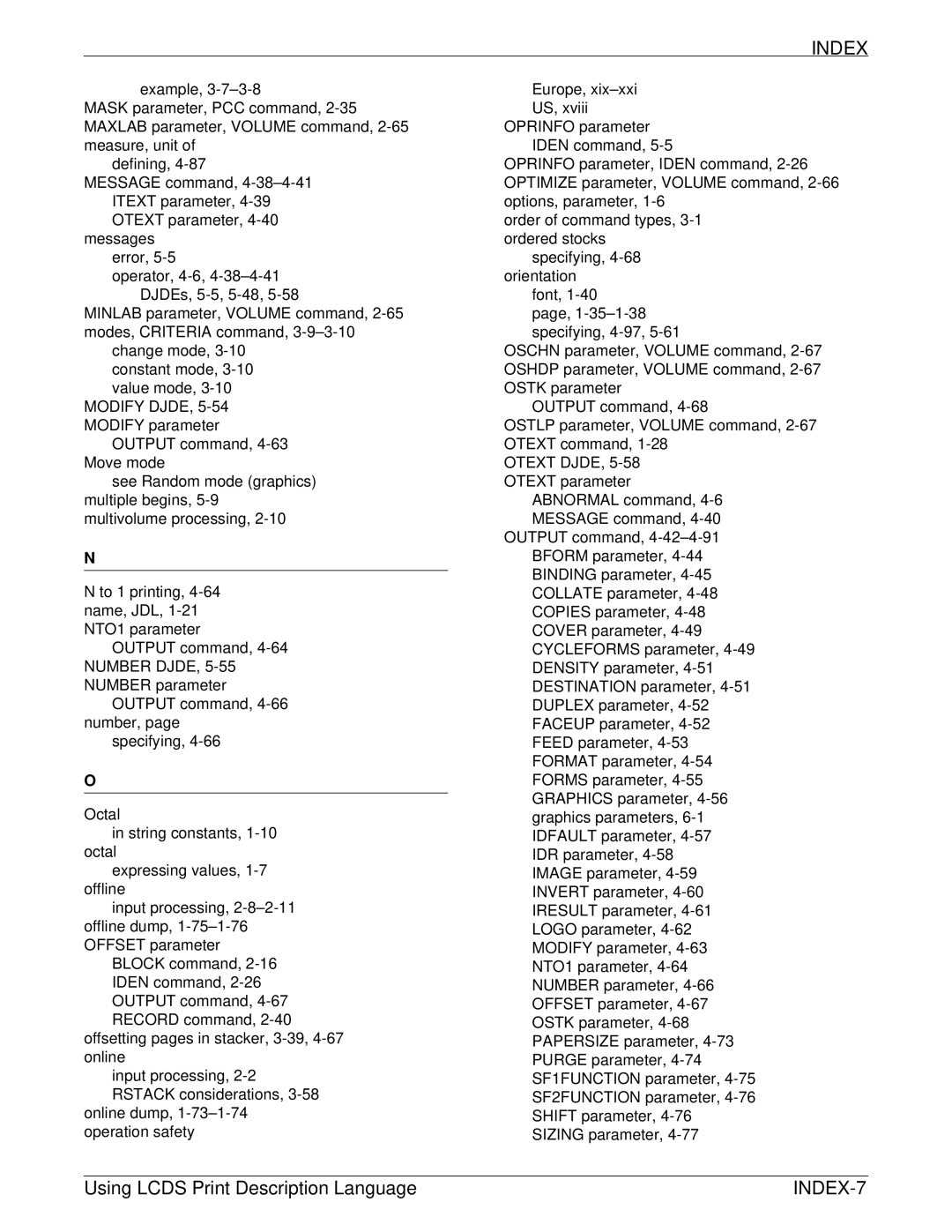 Xerox 701P21091 manual INDEX-7 