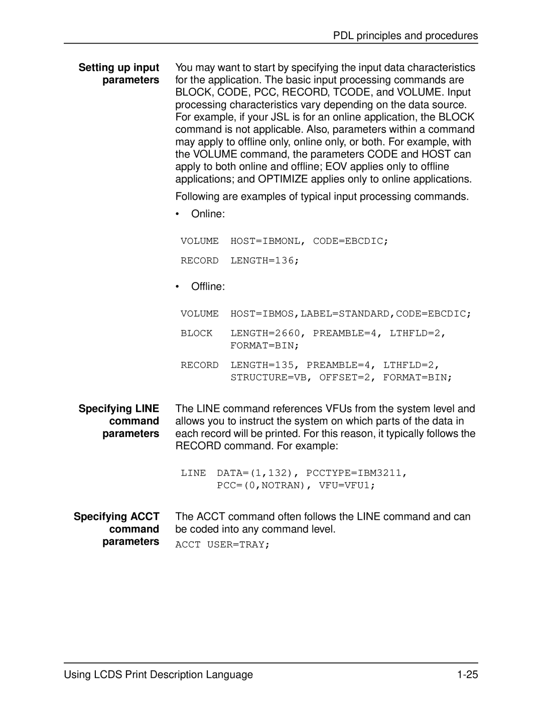 Xerox 701P21091 manual Offline, Specifying Acct command parameters 