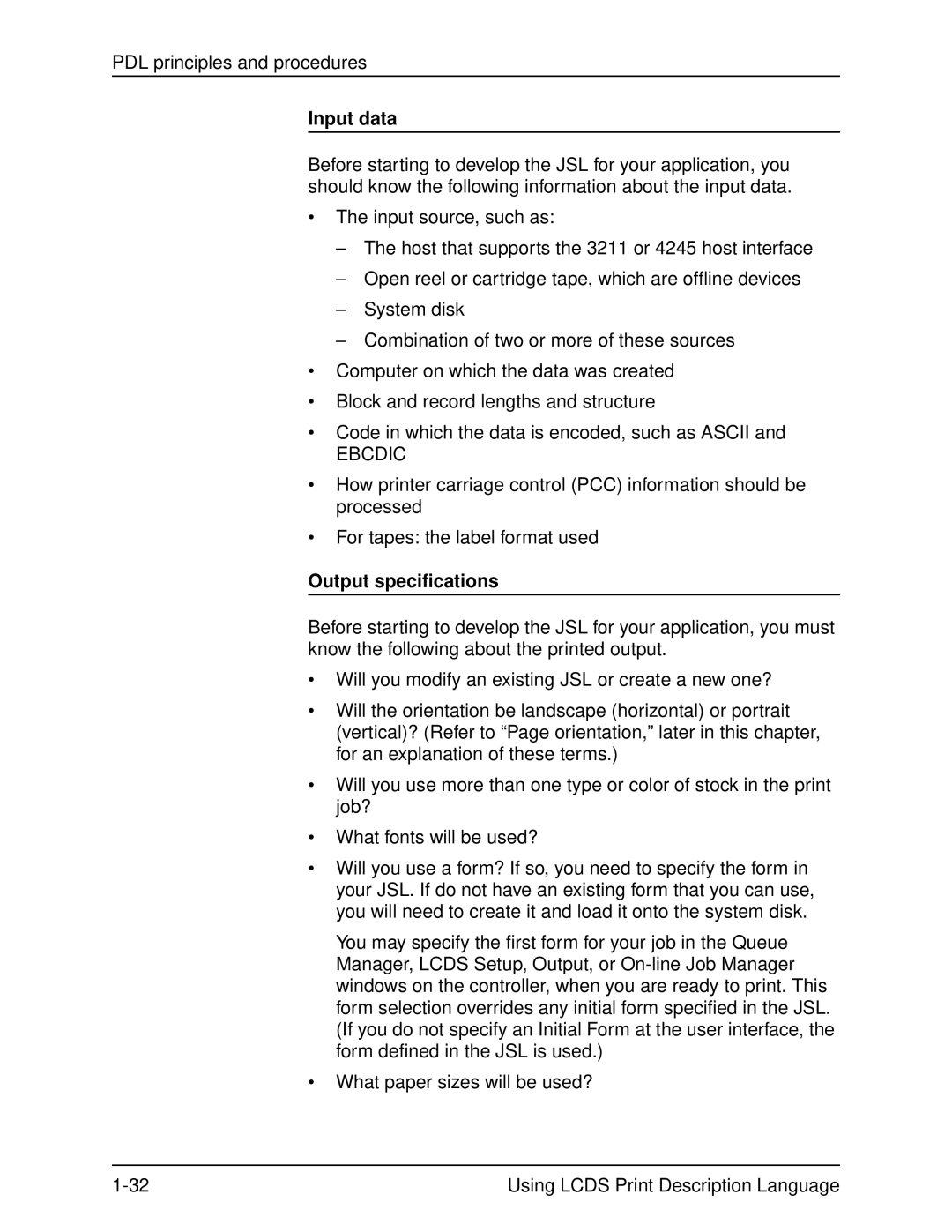 Xerox 701P21091 manual Input data, Output specifications 