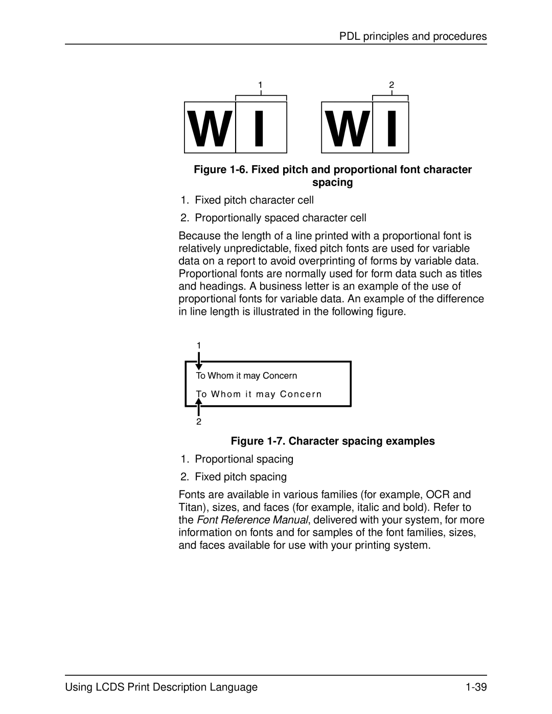 Xerox 701P21091 manual Fixed pitch and proportional font character Spacing 