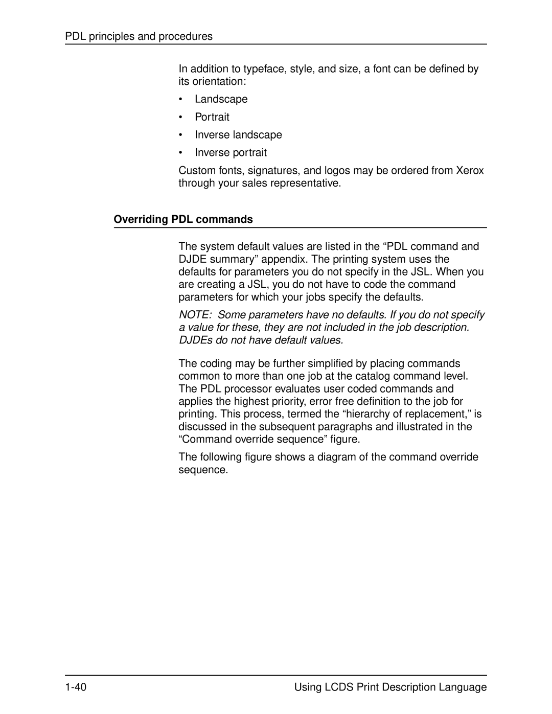 Xerox 701P21091 manual Overriding PDL commands 