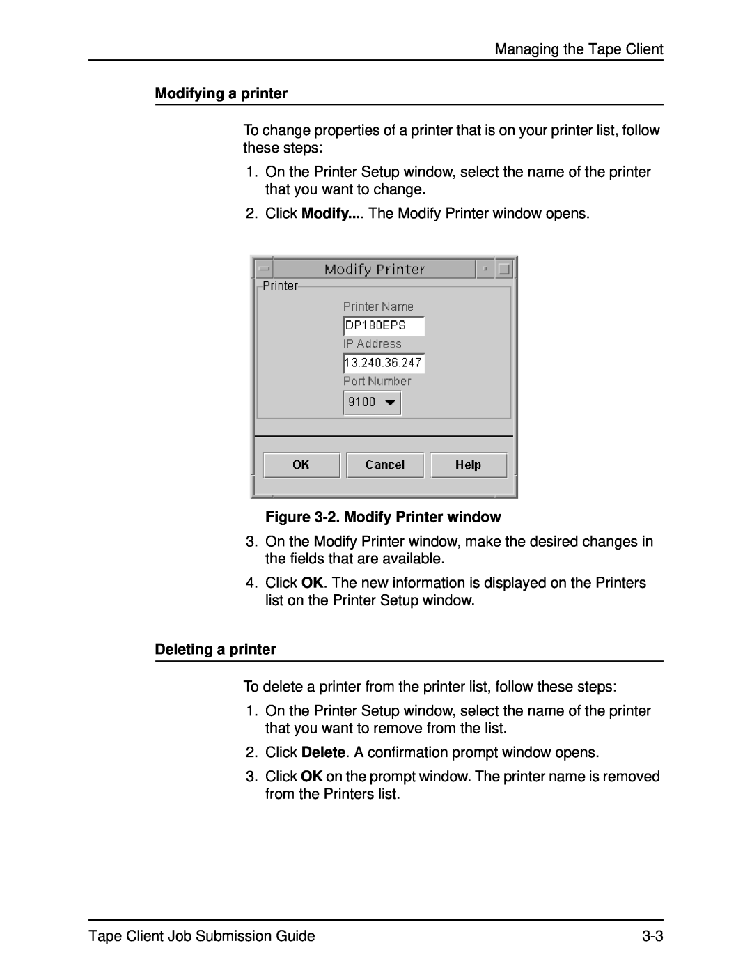 Xerox 701P21110 manual Modifying a printer, 2.Modify Printer window, Deleting a printer 