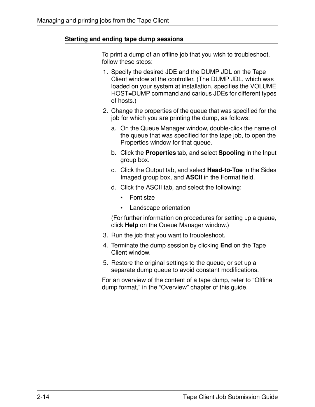 Xerox 701P21110 manual Starting and ending tape dump sessions 