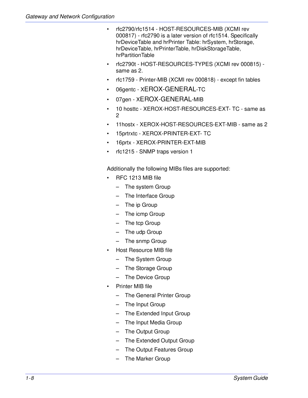 Xerox 701P25032 manual Gateway and Network Configuration 