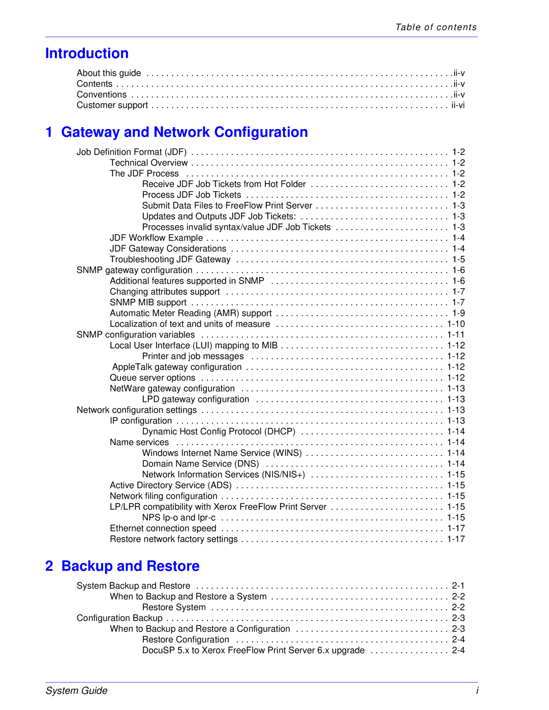 Xerox 701P25032 manual Introduction, Gateway and Network Configuration, Backup and Restore 