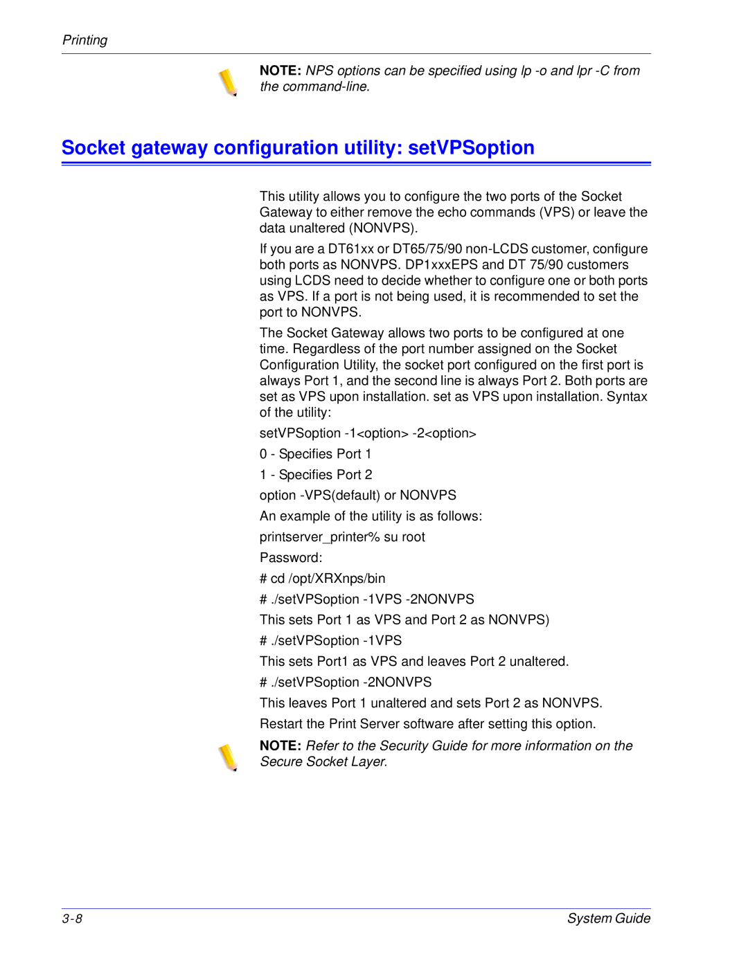 Xerox 701P25032 manual Socket gateway configuration utility setVPSoption 