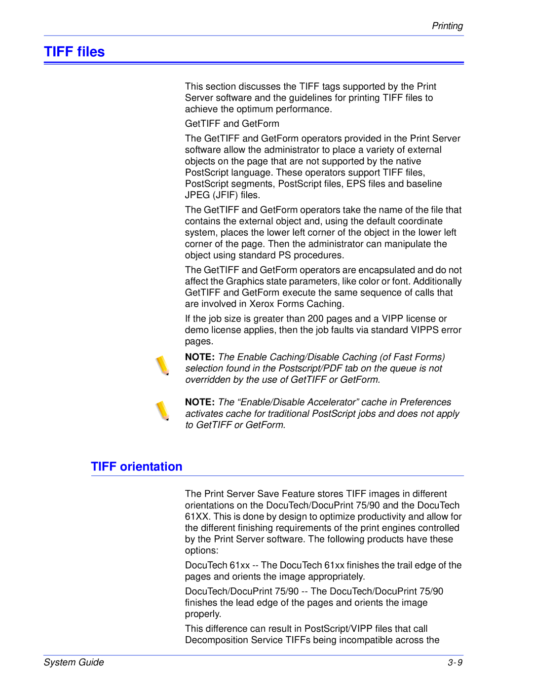 Xerox 701P25032 manual Tiff files, Tiff orientation 