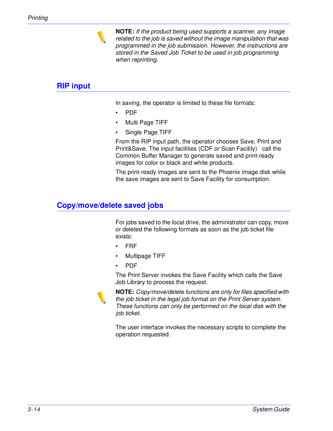 Xerox 701P25032 manual RIP input, Copy/move/delete saved jobs 