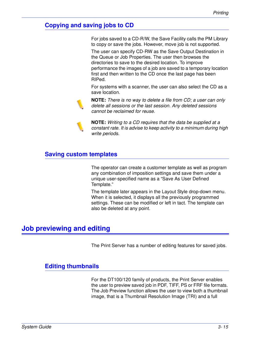 Xerox 701P25032 Job previewing and editing, Copying and saving jobs to CD, Saving custom templates, Editing thumbnails 