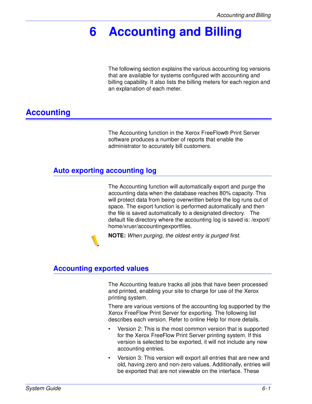 Xerox 701P25032 manual Auto exporting accounting log, Accounting exported values 