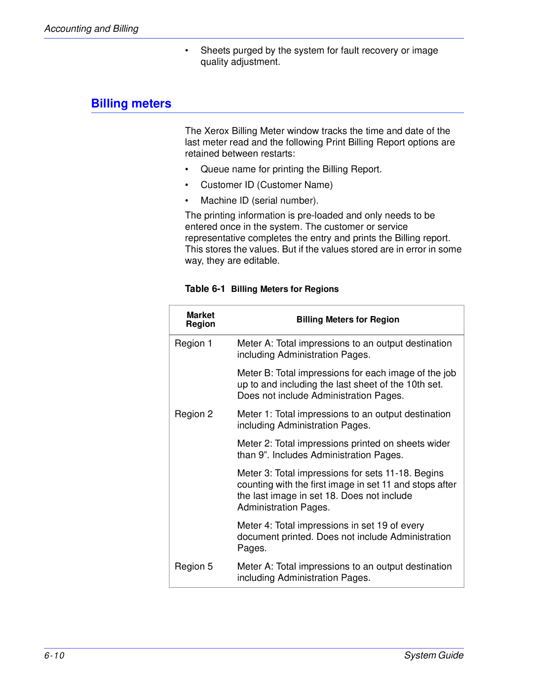 Xerox 701P25032 manual Billing meters 