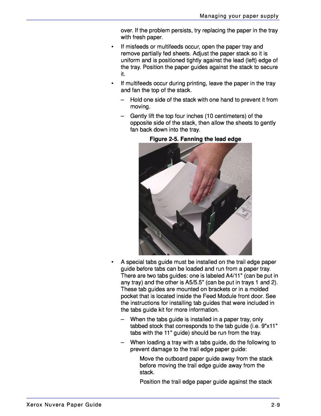 Xerox 701P28020 manual 5. Fanning the lead edge 