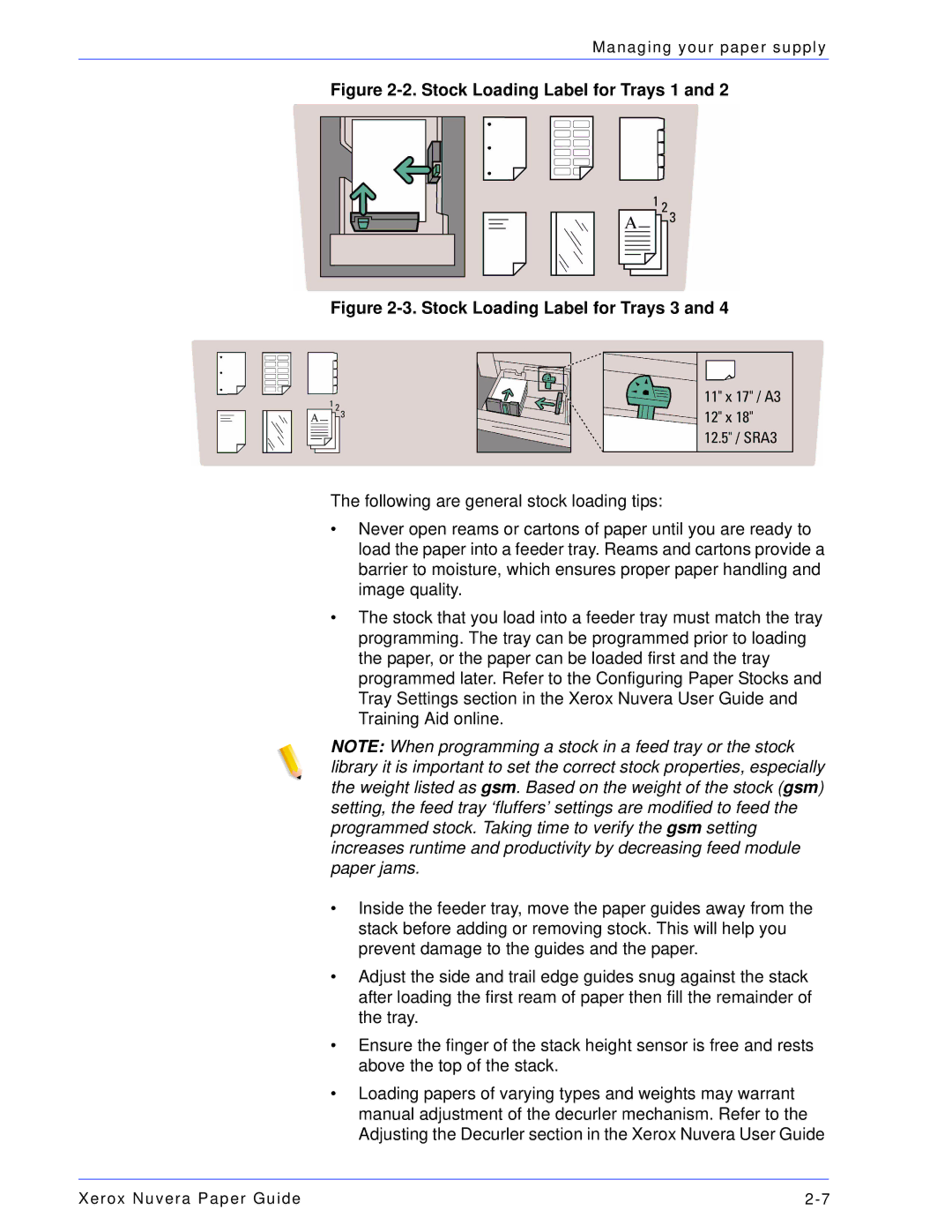 Xerox 701P28020 manual Stock Loading Label for Trays 1 