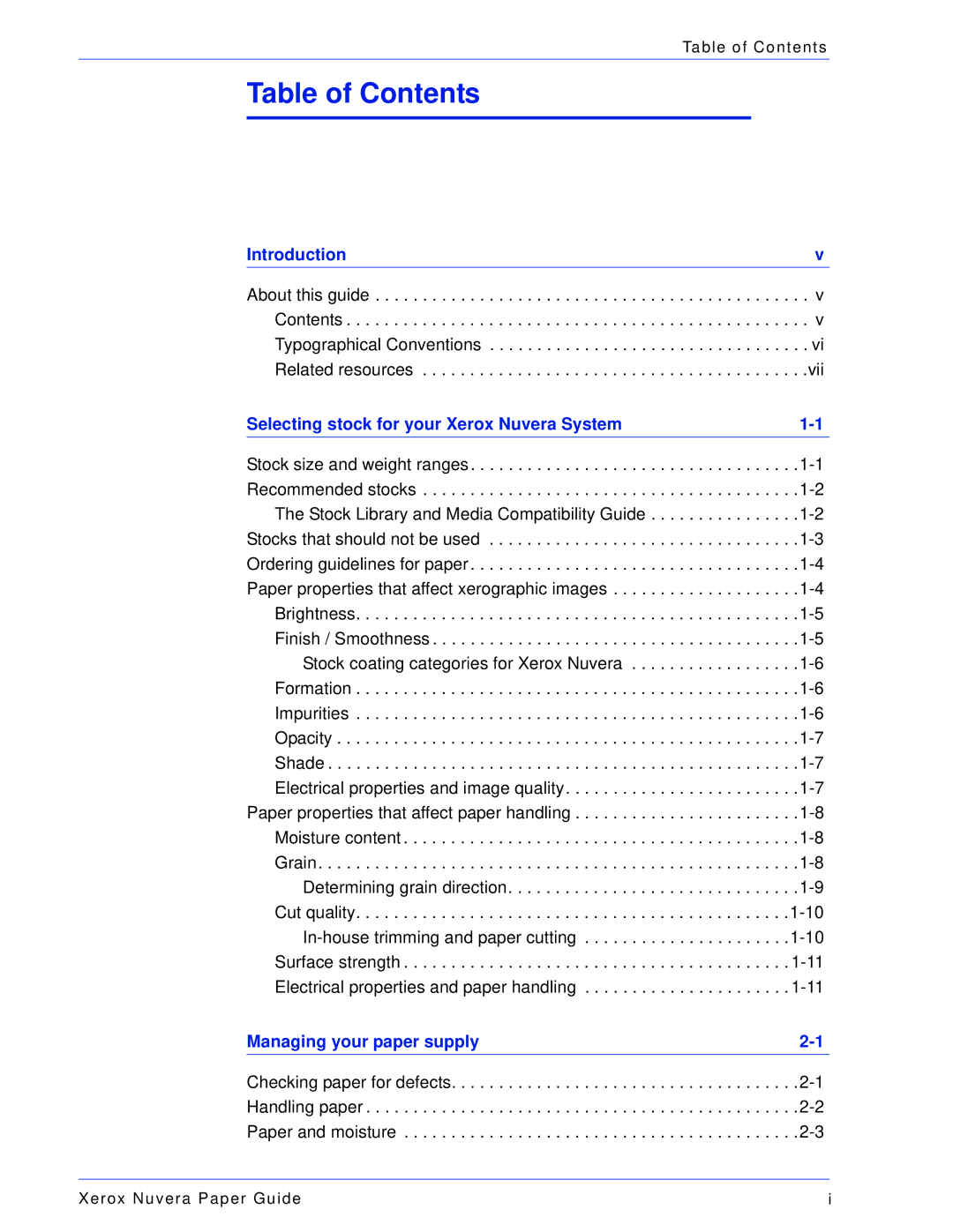 Xerox 701P28020 manual Table of Contents 