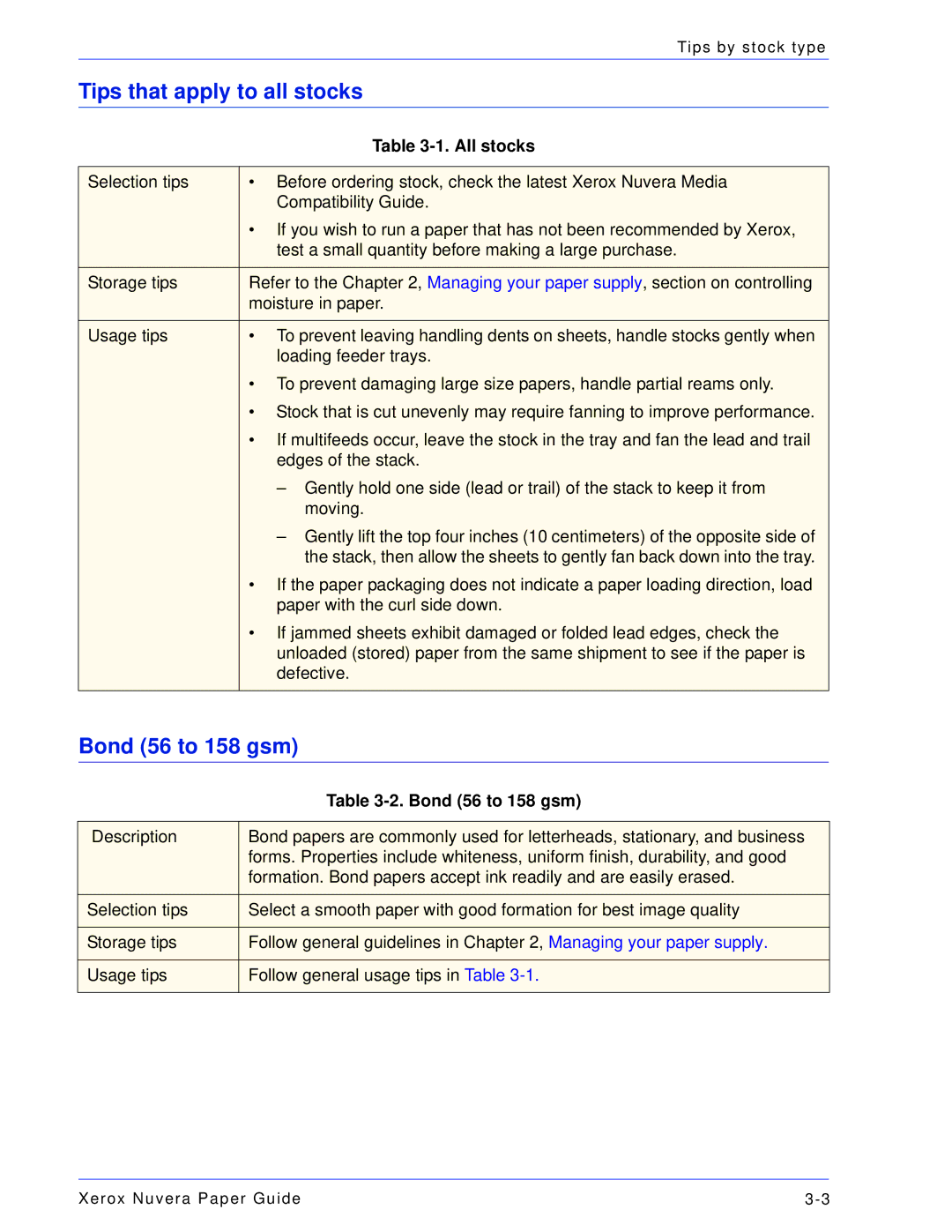 Xerox 701P28020 manual Tips that apply to all stocks, Bond 56 to 158 gsm, All stocks 