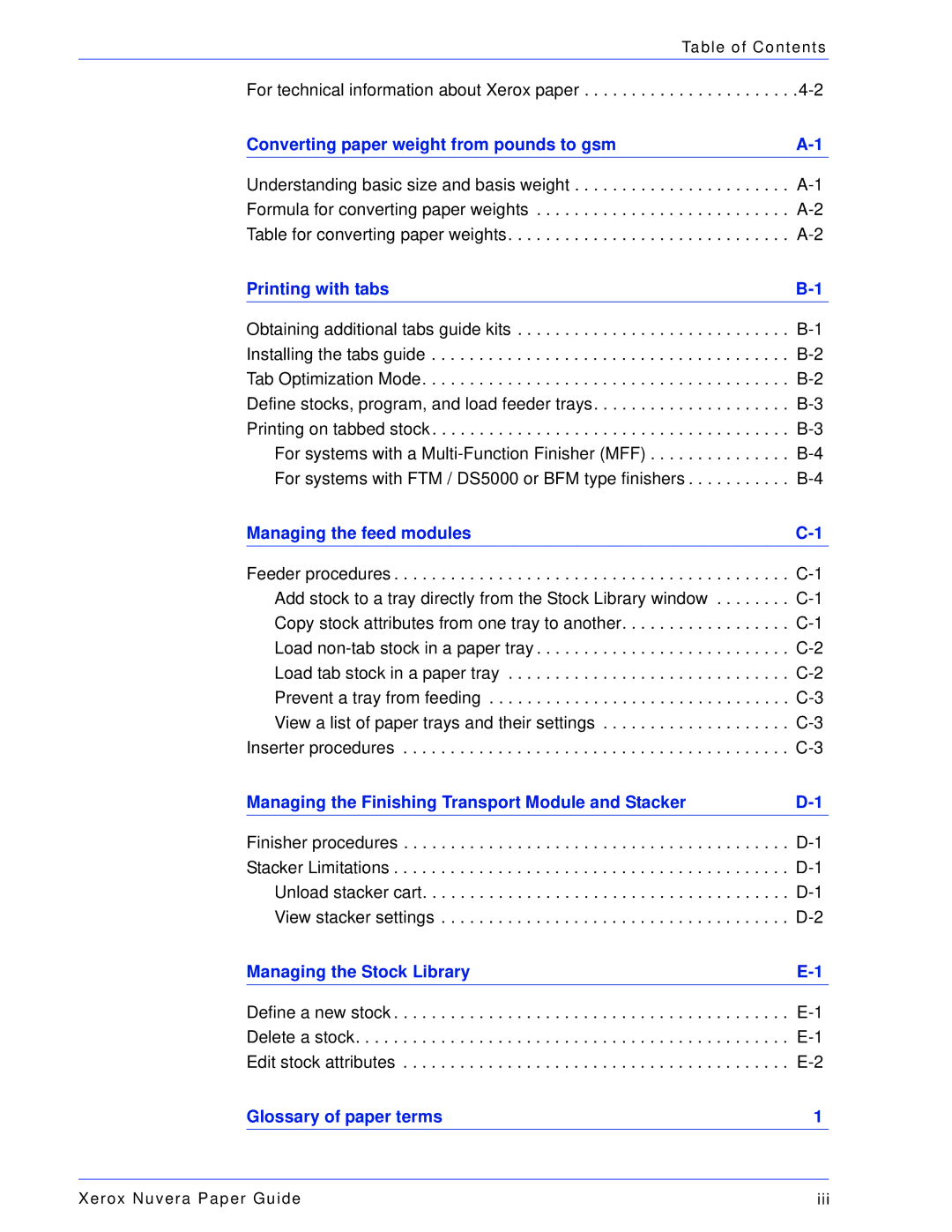 Xerox 701P28020 manual Glossary of paper terms 