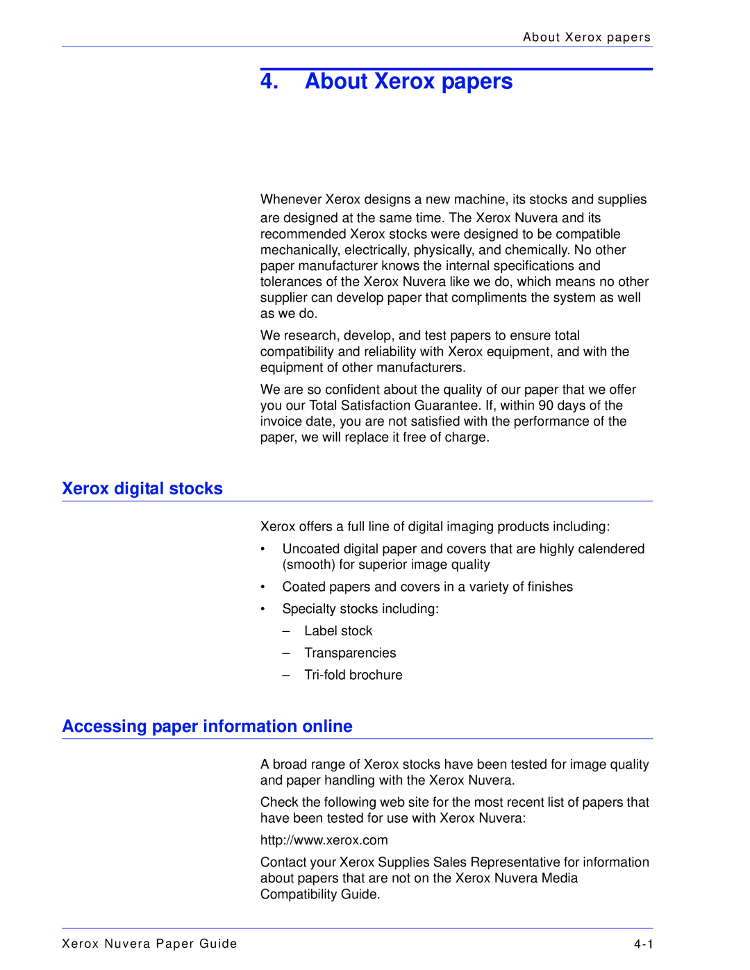 Xerox 701P28020 manual About Xerox papers, Xerox digital stocks, Accessing paper information online 