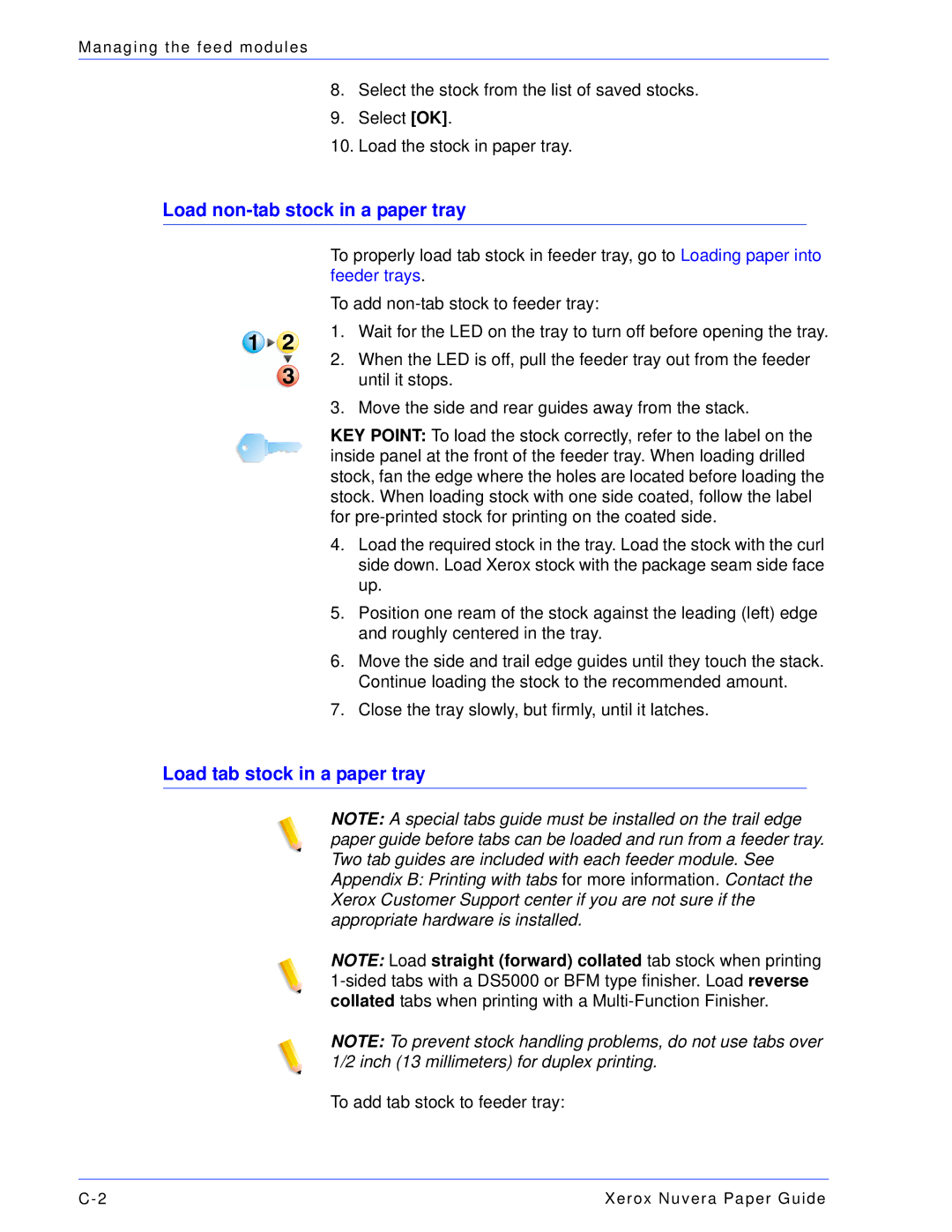 Xerox 701P28020 manual Load non-tab stock in a paper tray, Load tab stock in a paper tray 