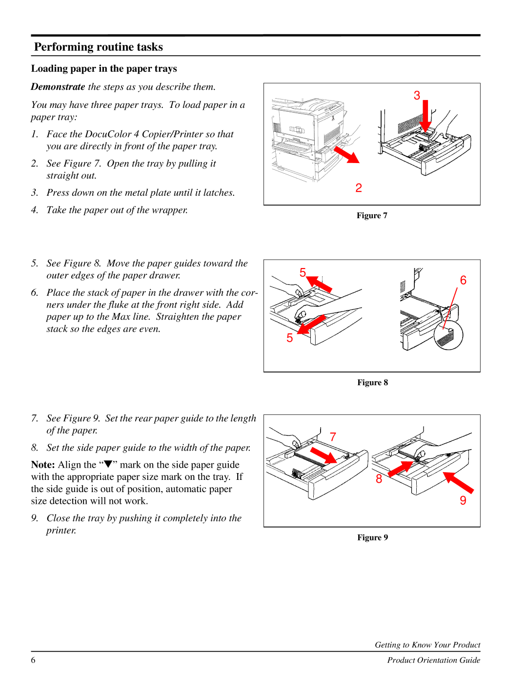 Xerox 701P31130 manual Performing routine tasks, Loading paper in the paper trays 