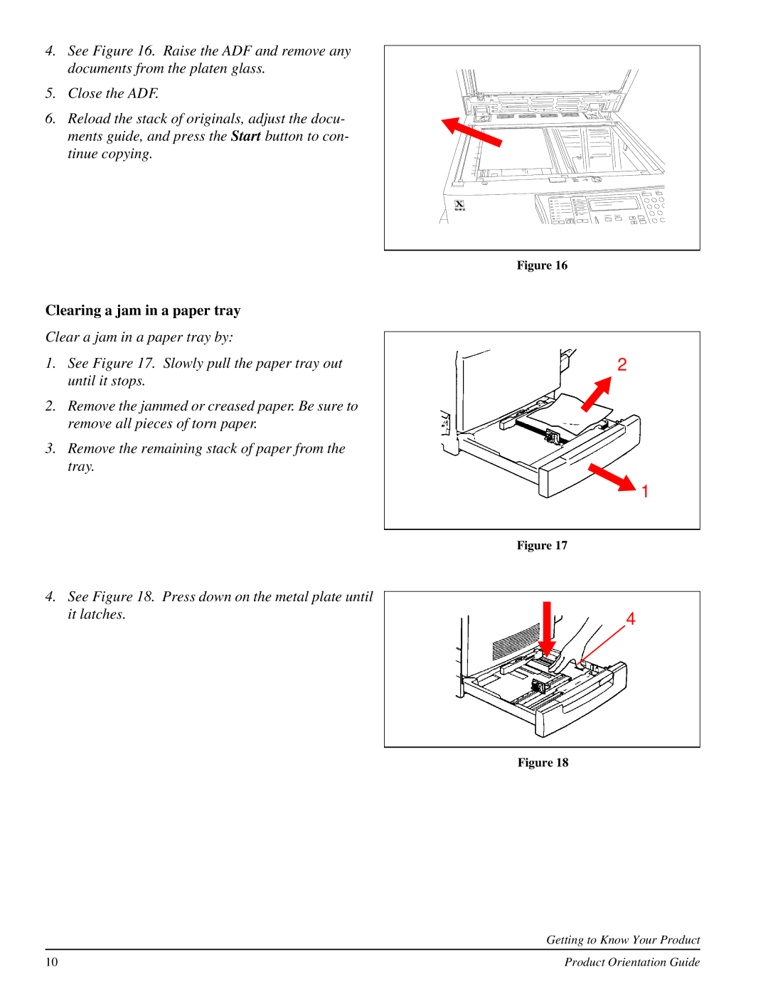 Xerox 701P31130 manual Clearing a jam in a paper tray 