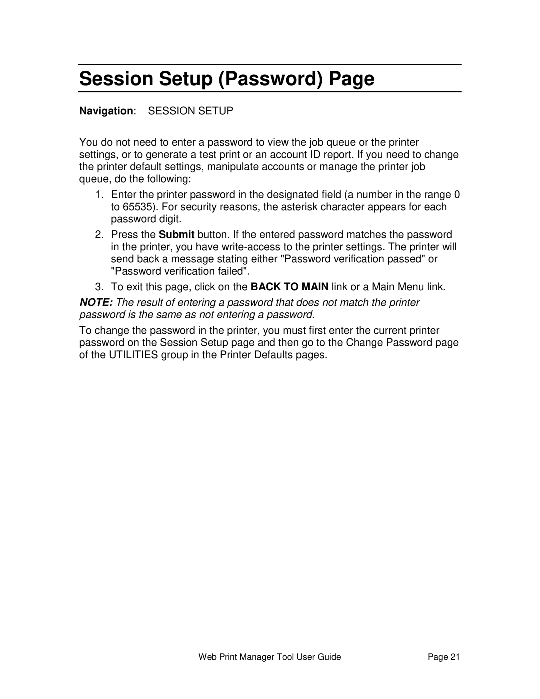 Xerox 701P39116 manual Session Setup Password 