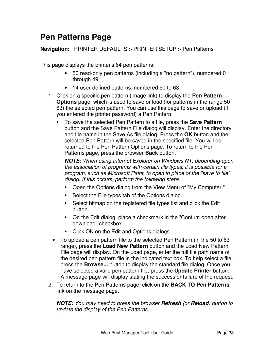 Xerox 701P39116 manual Pen Patterns 