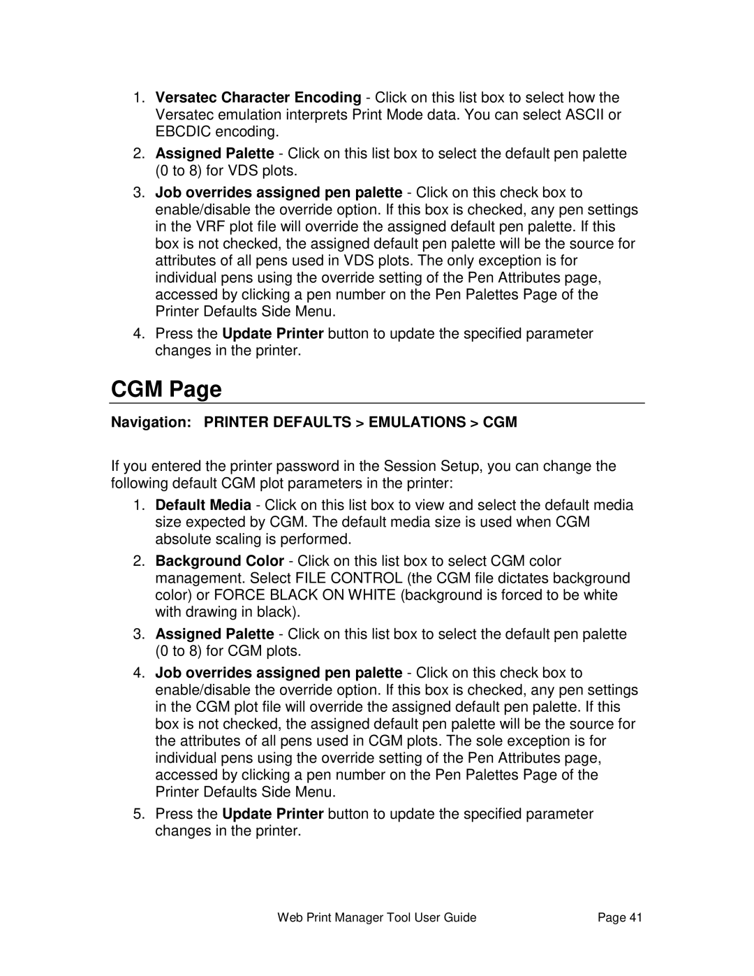 Xerox 701P39116 manual Cgm, Navigation Printer Defaults Emulations CGM 