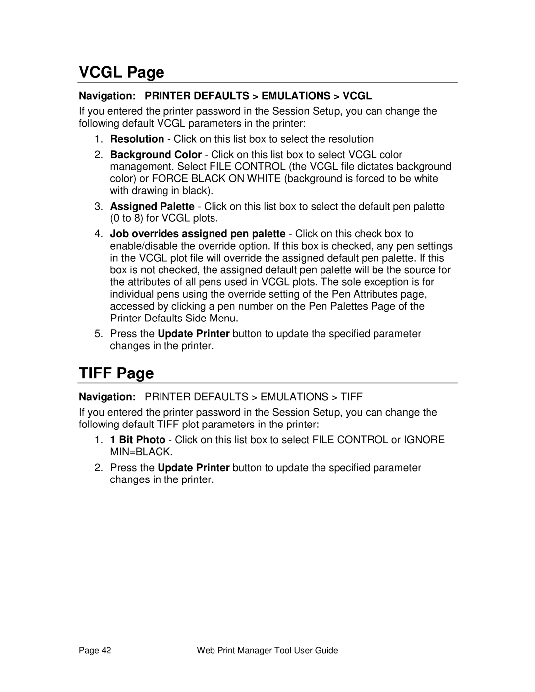 Xerox 701P39116 manual Tiff, Navigation Printer Defaults Emulations Vcgl 