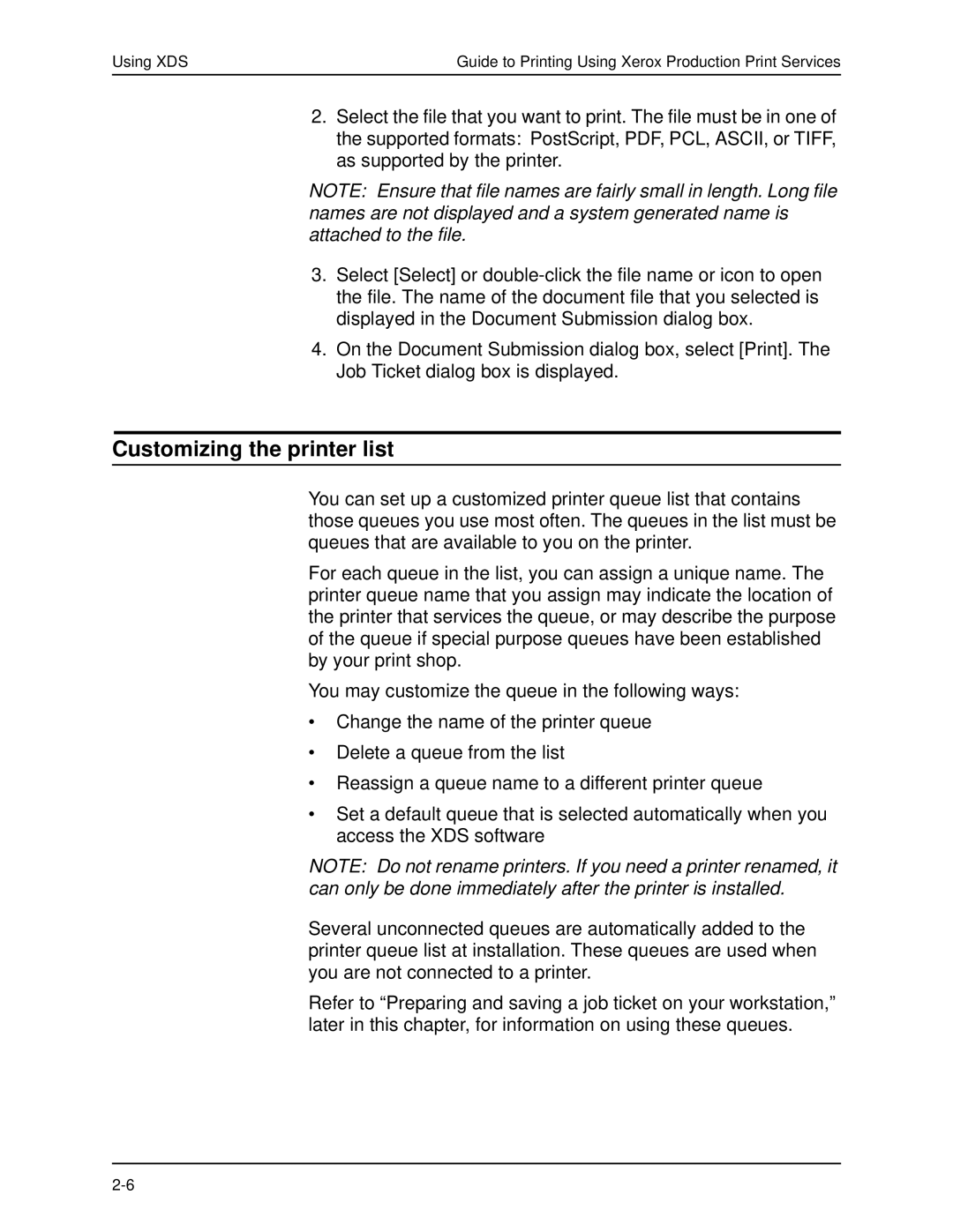 Xerox 701P40016 manual Customizing the printer list 